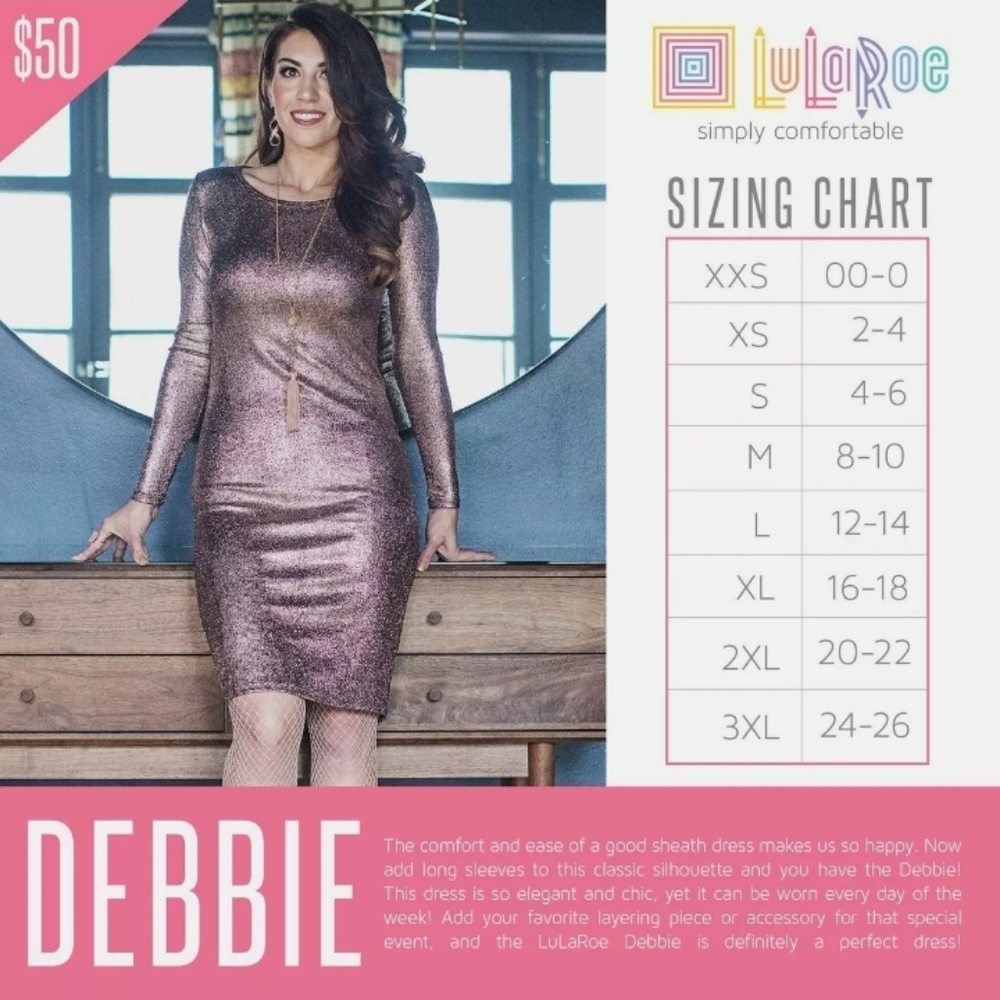 LuLaRoe Gold Label Debbie Geometric Print Dress  Black, White, Brown & Gold - Picture 8 of 11